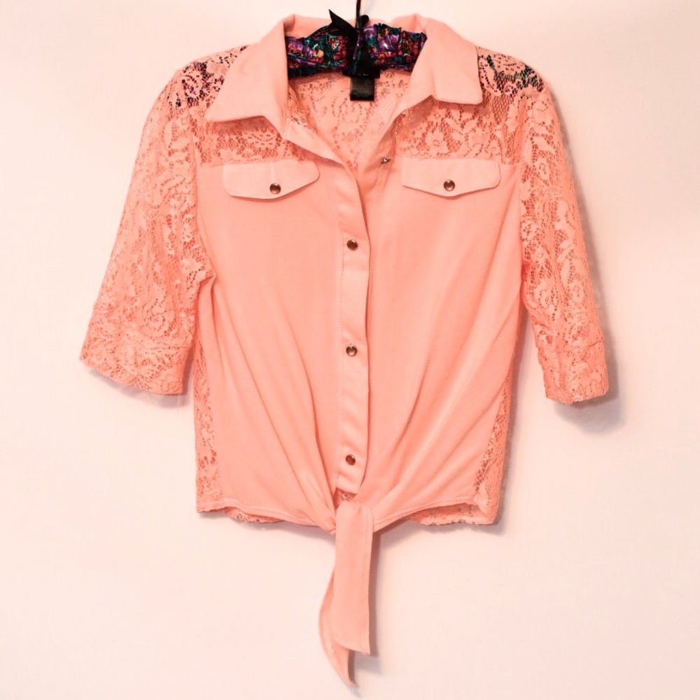 Rue 21 XL lace tie shirt